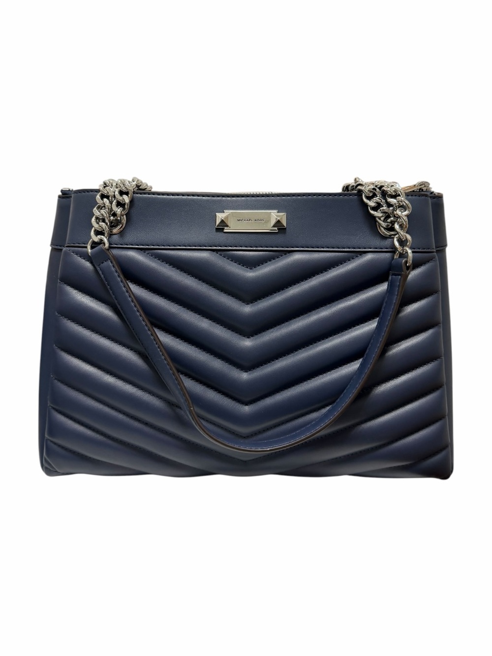 Michael Kors Quilted Navy Chevron Leather Shoulder Handbag